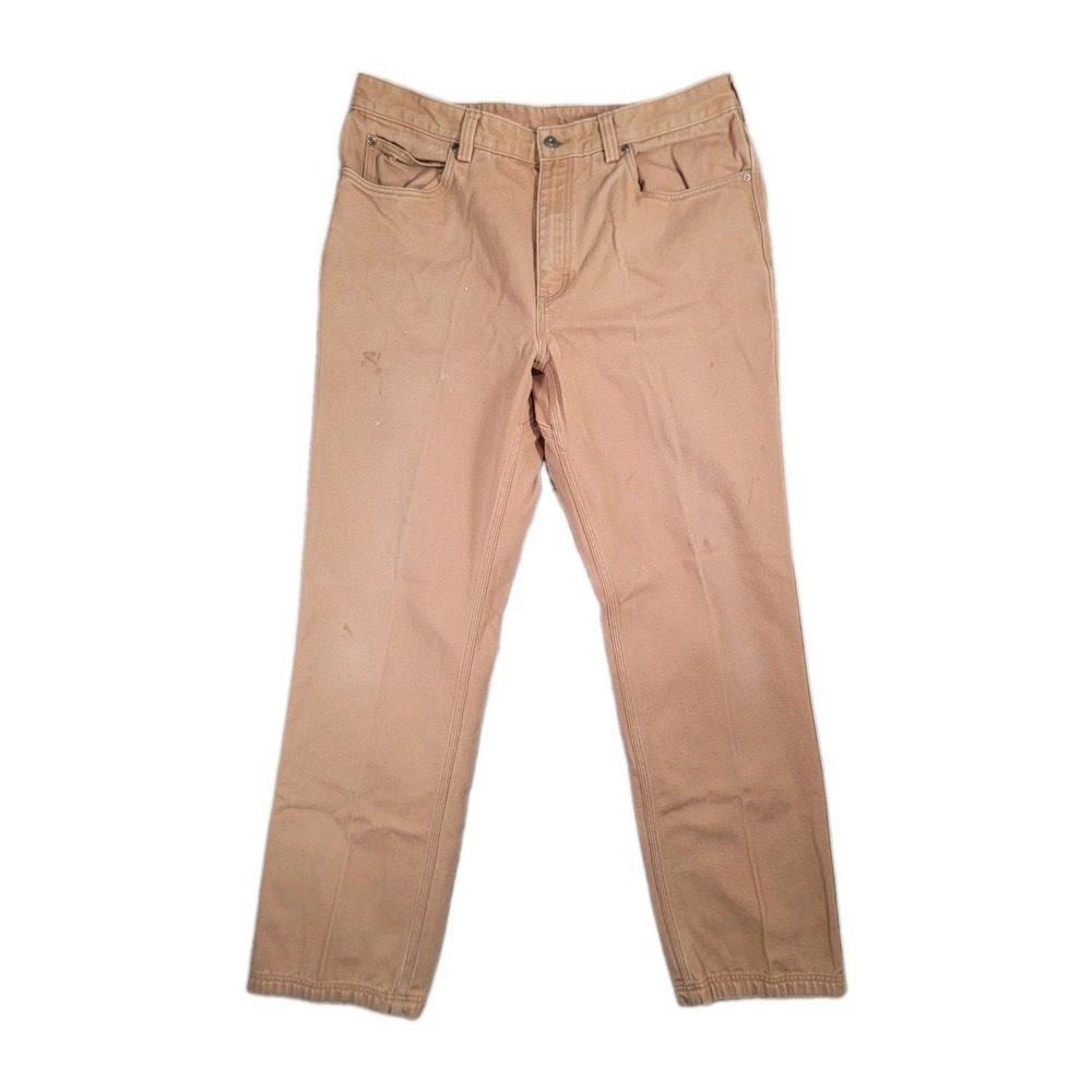 Duluth Trading Co Canvas Pants Mens 38x36 Tan Workwear Patina Gusset Tall